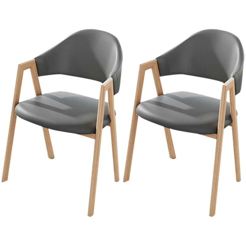 Contemporary Kitchen Open Back Arm Chair Matte Finish Upholstered Dining Chair Smoke Gray 2 Piece Set Clearhalo ' kitchen&dining_furn' 'Dining Chairs' 'Dining Tables & Seating' 'dining_chair' 'furn' 'furn_dining_chair' 'Furniture' 'furniture_dining_chair' 'Kitchen & Dining Furniture' 'kitchen' 4451289