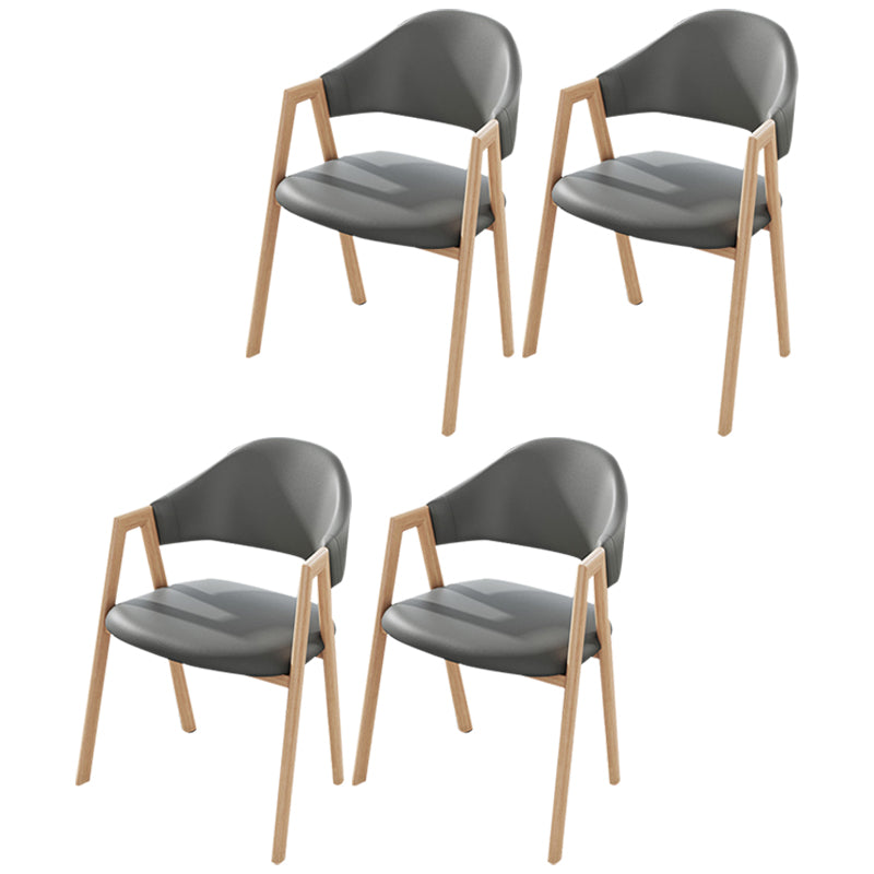 Contemporary Kitchen Open Back Arm Chair Matte Finish Upholstered Dining Chair Smoke Gray 4 Piece Set Clearhalo ' kitchen&dining_furn' 'Dining Chairs' 'Dining Tables & Seating' 'dining_chair' 'furn' 'furn_dining_chair' 'Furniture' 'furniture_dining_chair' 'Kitchen & Dining Furniture' 'kitchen' 4451290