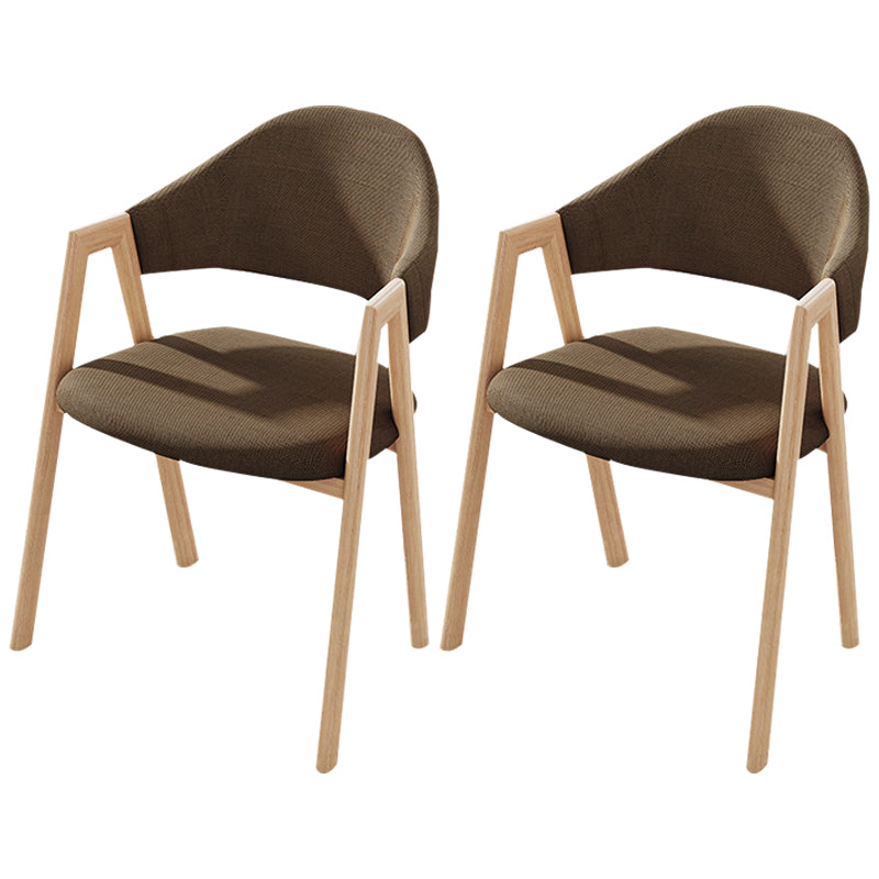 Contemporary Kitchen Open Back Arm Chair Matte Finish Upholstered Dining Chair Coffee 2 Piece Set Clearhalo ' kitchen&dining_furn' 'Dining Chairs' 'Dining Tables & Seating' 'dining_chair' 'furn' 'furn_dining_chair' 'Furniture' 'furniture_dining_chair' 'Kitchen & Dining Furniture' 'kitchen' 4451291