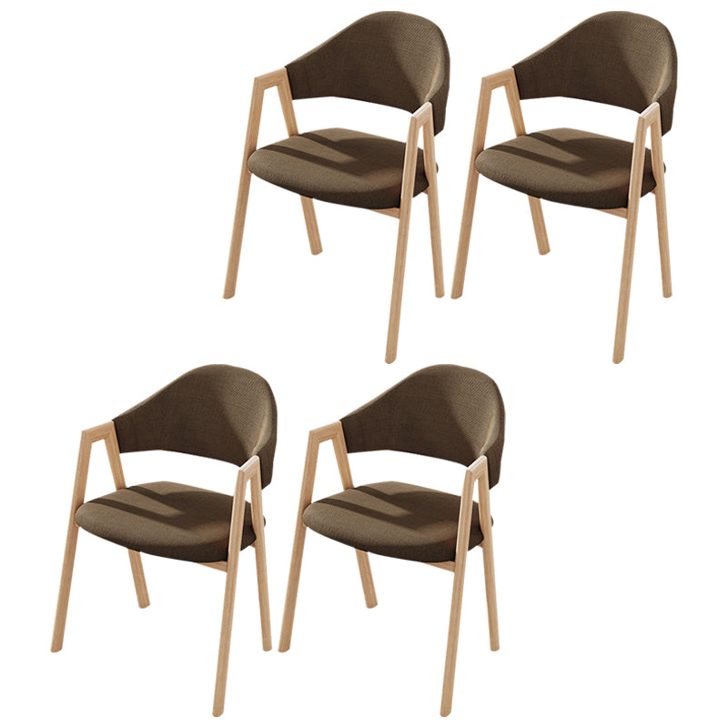 Contemporary Kitchen Open Back Arm Chair Matte Finish Upholstered Dining Chair Coffee 4 Piece Set Clearhalo ' kitchen&dining_furn' 'Dining Chairs' 'Dining Tables & Seating' 'dining_chair' 'furn' 'furn_dining_chair' 'Furniture' 'furniture_dining_chair' 'Kitchen & Dining Furniture' 'kitchen' 4451292