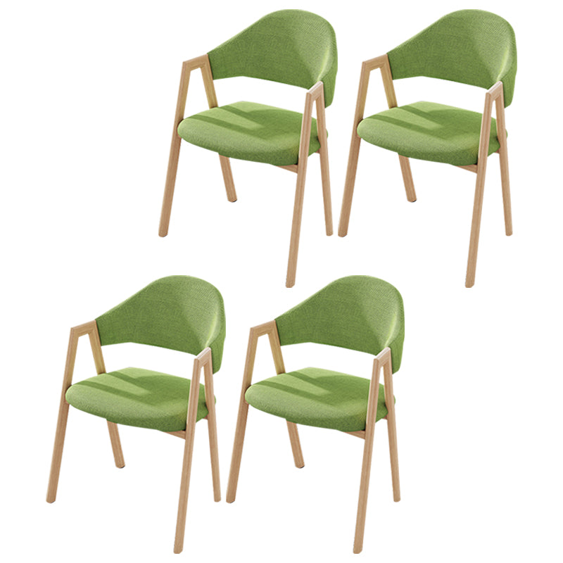 Contemporary Kitchen Open Back Arm Chair Matte Finish Upholstered Dining Chair Dark Green 4 Piece Set Clearhalo ' kitchen&dining_furn' 'Dining Chairs' 'Dining Tables & Seating' 'dining_chair' 'furn' 'furn_dining_chair' 'Furniture' 'furniture_dining_chair' 'Kitchen & Dining Furniture' 'kitchen' 4451294