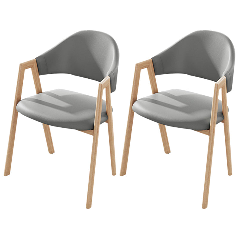 Contemporary Kitchen Open Back Arm Chair Matte Finish Upholstered Dining Chair Silver Gray 2 Piece Set Clearhalo ' kitchen&dining_furn' 'Dining Chairs' 'Dining Tables & Seating' 'dining_chair' 'furn' 'furn_dining_chair' 'Furniture' 'furniture_dining_chair' 'Kitchen & Dining Furniture' 'kitchen' 4451295