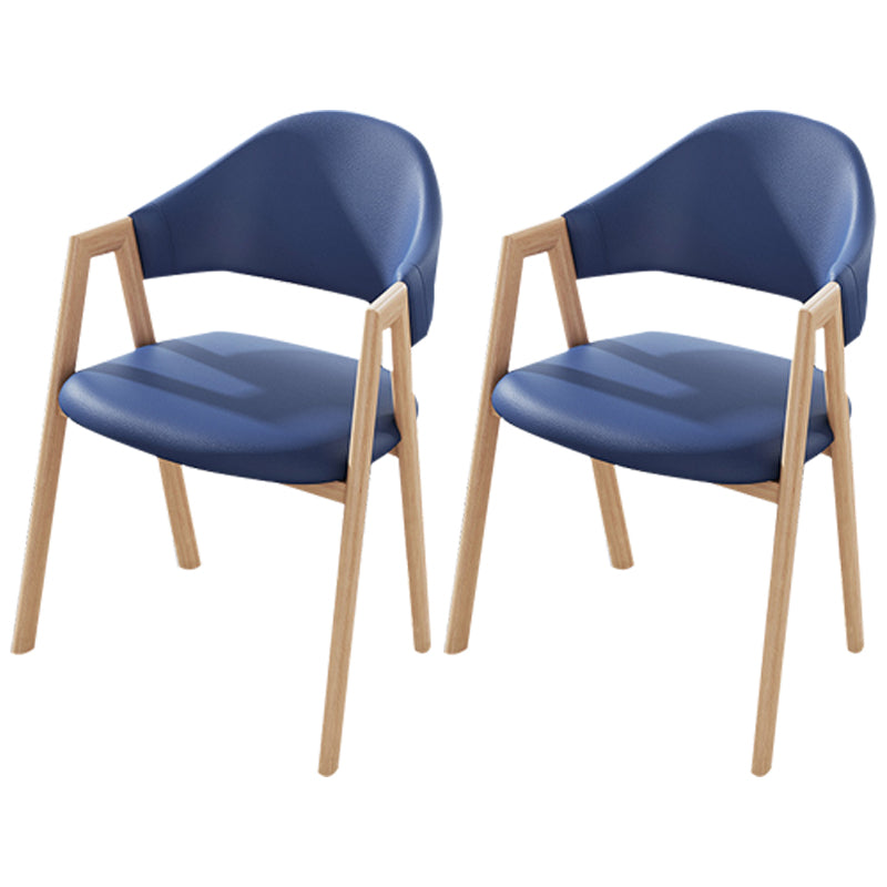 Contemporary Kitchen Open Back Arm Chair Matte Finish Upholstered Dining Chair Dark Blue 2 Piece Set Clearhalo ' kitchen&dining_furn' 'Dining Chairs' 'Dining Tables & Seating' 'dining_chair' 'furn' 'furn_dining_chair' 'Furniture' 'furniture_dining_chair' 'Kitchen & Dining Furniture' 'kitchen' 4451297