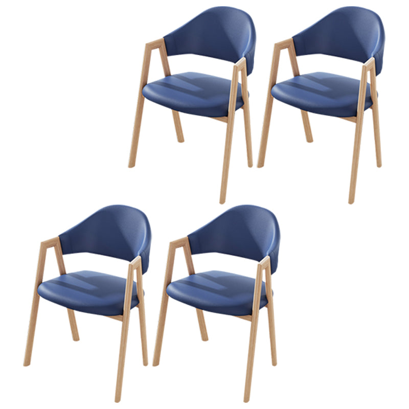 Contemporary Kitchen Open Back Arm Chair Matte Finish Upholstered Dining Chair Dark Blue 4 Piece Set Clearhalo ' kitchen&dining_furn' 'Dining Chairs' 'Dining Tables & Seating' 'dining_chair' 'furn' 'furn_dining_chair' 'Furniture' 'furniture_dining_chair' 'Kitchen & Dining Furniture' 'kitchen' 4451298