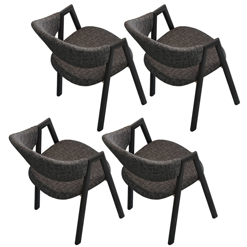 Contemporary Open Back Arm Chair Matte Finish Upholstered Dining Chair Dark Gray 4 Piece Set Clearhalo ' kitchen&dining_furn' 'Dining Chairs' 'Dining Tables & Seating' 'dining_chair' 'furn' 'furn_dining_chair' 'Furniture' 'furniture_dining_chair' 'Kitchen & Dining Furniture' 'kitchen' 4451307