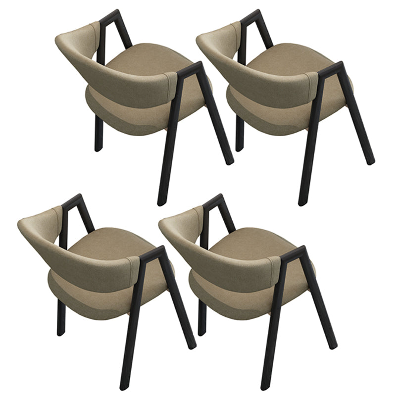 Contemporary Open Back Arm Chair Matte Finish Upholstered Dining Chair Khaki 4 Piece Set Clearhalo ' kitchen&dining_furn' 'Dining Chairs' 'Dining Tables & Seating' 'dining_chair' 'furn' 'furn_dining_chair' 'Furniture' 'furniture_dining_chair' 'Kitchen & Dining Furniture' 'kitchen' 4451316