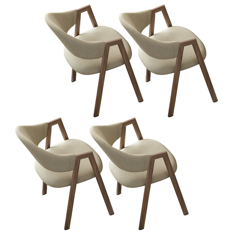 Contemporary Open Back Arm Chair Matte Finish Upholstered Dining Chair Light Khaki 4 Piece Set Clearhalo ' kitchen&dining_furn' 'Dining Chairs' 'Dining Tables & Seating' 'dining_chair' 'furn' 'furn_dining_chair' 'Furniture' 'furniture_dining_chair' 'Kitchen & Dining Furniture' 'kitchen' 4451322