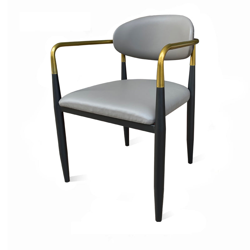 Contemporary Home Open Back Arm Chair Matte Finish Upholstered Dining Chair Grey 1 Piece Clearhalo ' kitchen&dining_furn' 'Dining Chairs' 'Dining Tables & Seating' 'dining_chair' 'furn' 'furn_dining_chair' 'Furniture' 'furniture_dining_chair' 'Kitchen & Dining Furniture' 'kitchen' 4451327