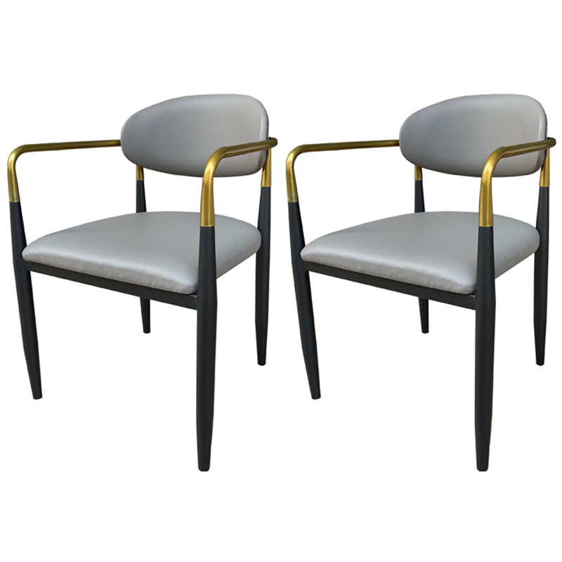Contemporary Home Open Back Arm Chair Matte Finish Upholstered Dining Chair Grey 2 Piece Set Clearhalo ' kitchen&dining_furn' 'Dining Chairs' 'Dining Tables & Seating' 'dining_chair' 'furn' 'furn_dining_chair' 'Furniture' 'furniture_dining_chair' 'Kitchen & Dining Furniture' 'kitchen' 4451329