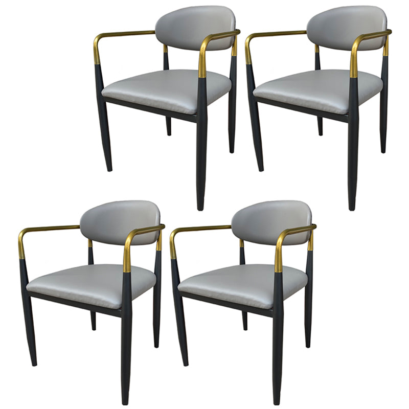 Contemporary Home Open Back Arm Chair Matte Finish Upholstered Dining Chair Grey 4 Piece Set Clearhalo ' kitchen&dining_furn' 'Dining Chairs' 'Dining Tables & Seating' 'dining_chair' 'furn' 'furn_dining_chair' 'Furniture' 'furniture_dining_chair' 'Kitchen & Dining Furniture' 'kitchen' 4451331