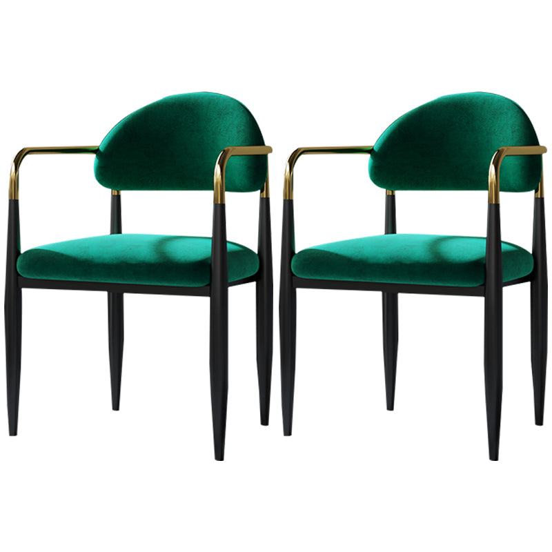 Contemporary Home Open Back Arm Chair Matte Finish Upholstered Dining Chair Green 2 Piece Set Clearhalo ' kitchen&dining_furn' 'Dining Chairs' 'Dining Tables & Seating' 'dining_chair' 'furn' 'furn_dining_chair' 'Furniture' 'furniture_dining_chair' 'Kitchen & Dining Furniture' 'kitchen' 4451335