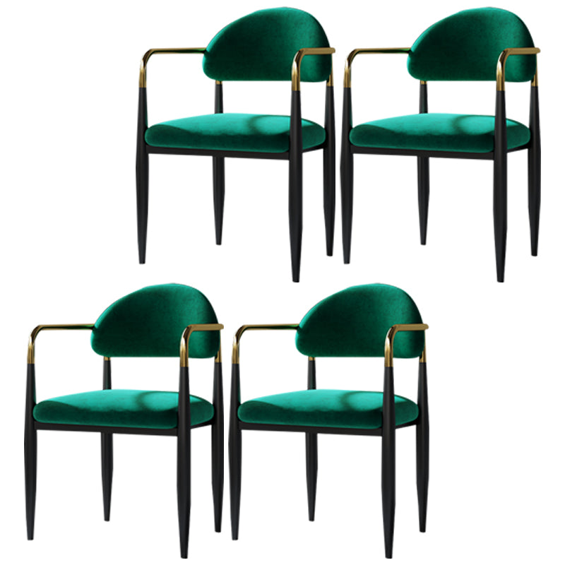 Contemporary Home Open Back Arm Chair Matte Finish Upholstered Dining Chair Green 4 Piece Set Clearhalo ' kitchen&dining_furn' 'Dining Chairs' 'Dining Tables & Seating' 'dining_chair' 'furn' 'furn_dining_chair' 'Furniture' 'furniture_dining_chair' 'Kitchen & Dining Furniture' 'kitchen' 4451337