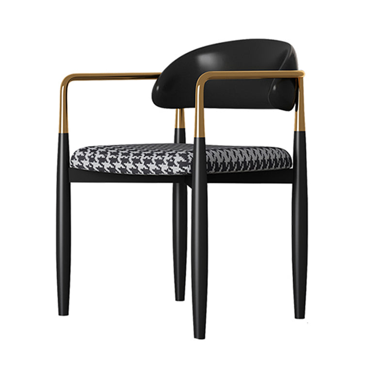 Contemporary Home Open Back Arm Chair Matte Finish Upholstered Dining Chair Black White 1 Piece Clearhalo ' kitchen&dining_furn' 'Dining Chairs' 'Dining Tables & Seating' 'dining_chair' 'furn' 'furn_dining_chair' 'Furniture' 'furniture_dining_chair' 'Kitchen & Dining Furniture' 'kitchen' 4451339
