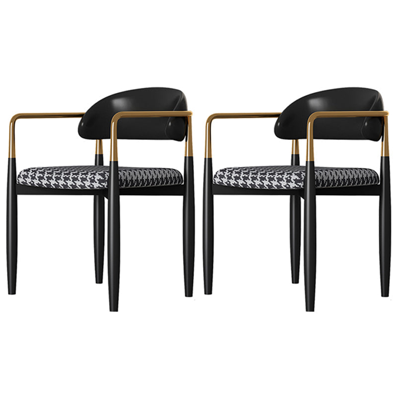 Contemporary Home Open Back Arm Chair Matte Finish Upholstered Dining Chair Black White 2 Piece Set Clearhalo ' kitchen&dining_furn' 'Dining Chairs' 'Dining Tables & Seating' 'dining_chair' 'furn' 'furn_dining_chair' 'Furniture' 'furniture_dining_chair' 'Kitchen & Dining Furniture' 'kitchen' 4451341