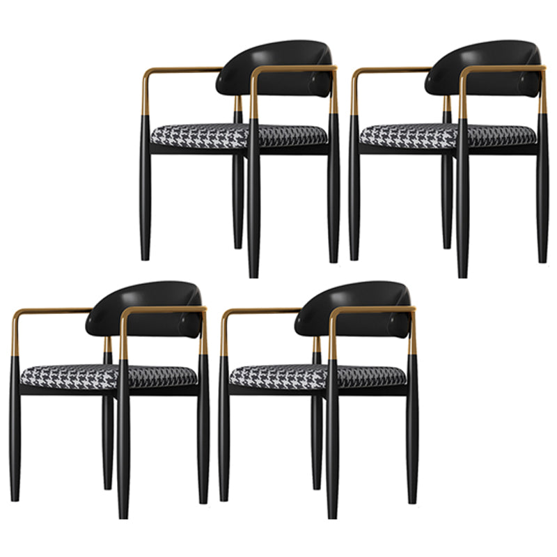 Contemporary Home Open Back Arm Chair Matte Finish Upholstered Dining Chair Black White 4 Piece Set Clearhalo ' kitchen&dining_furn' 'Dining Chairs' 'Dining Tables & Seating' 'dining_chair' 'furn' 'furn_dining_chair' 'Furniture' 'furniture_dining_chair' 'Kitchen & Dining Furniture' 'kitchen' 4451342