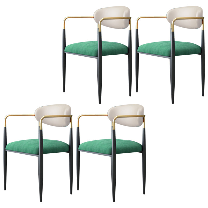 Contemporary Home Open Back Arm Chair Matte Finish Upholstered Dining Chair Green-White 4 Piece Set Clearhalo ' kitchen&dining_furn' 'Dining Chairs' 'Dining Tables & Seating' 'dining_chair' 'furn' 'furn_dining_chair' 'Furniture' 'furniture_dining_chair' 'Kitchen & Dining Furniture' 'kitchen' 4451354