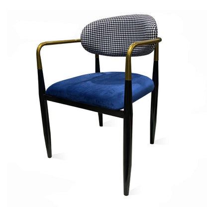 Contemporary Home Open Back Arm Chair Matte Finish Upholstered Dining Chair Blue-Black 1 Piece Clearhalo ' kitchen&dining_furn' 'Dining Chairs' 'Dining Tables & Seating' 'dining_chair' 'furn' 'furn_dining_chair' 'Furniture' 'furniture_dining_chair' 'Kitchen & Dining Furniture' 'kitchen' 4451356