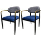Contemporary Home Open Back Arm Chair Matte Finish Upholstered Dining Chair Blue-Black 2 Piece Set Clearhalo ' kitchen&dining_furn' 'Dining Chairs' 'Dining Tables & Seating' 'dining_chair' 'furn' 'furn_dining_chair' 'Furniture' 'furniture_dining_chair' 'Kitchen & Dining Furniture' 'kitchen' 4451357