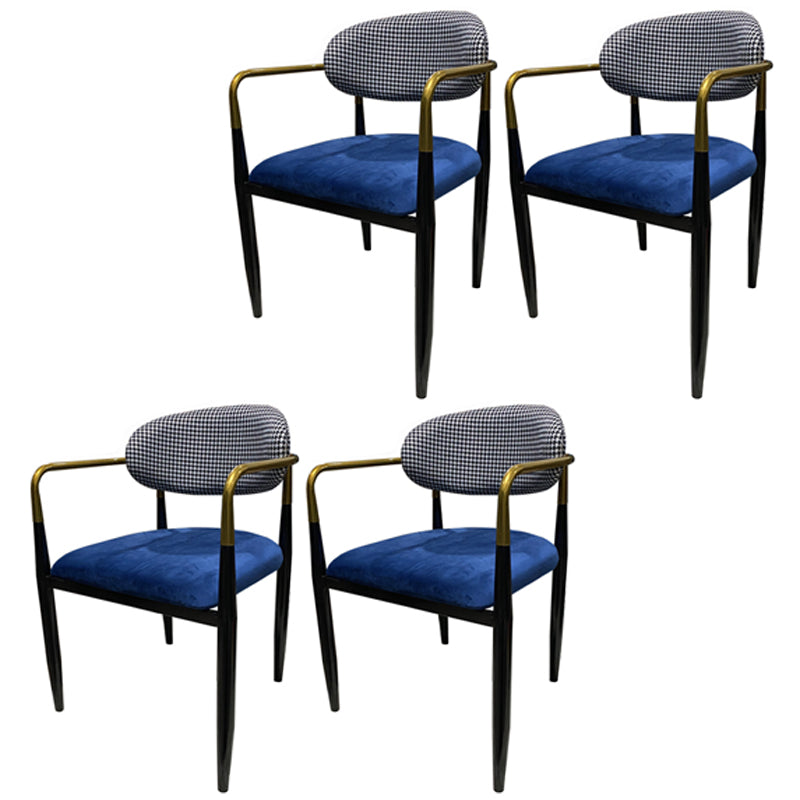 Contemporary Home Open Back Arm Chair Matte Finish Upholstered Dining Chair Blue-Black 4 Piece Set Clearhalo ' kitchen&dining_furn' 'Dining Chairs' 'Dining Tables & Seating' 'dining_chair' 'furn' 'furn_dining_chair' 'Furniture' 'furniture_dining_chair' 'Kitchen & Dining Furniture' 'kitchen' 4451358