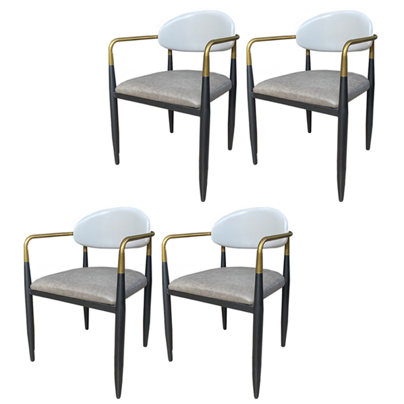 Contemporary Home Open Back Arm Chair Matte Finish Upholstered Dining Chair Gray-White 4 Piece Set Clearhalo ' kitchen&dining_furn' 'Dining Chairs' 'Dining Tables & Seating' 'dining_chair' 'furn' 'furn_dining_chair' 'Furniture' 'furniture_dining_chair' 'Kitchen & Dining Furniture' 'kitchen' 4451364