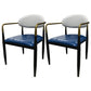 Contemporary Home Open Back Arm Chair Matte Finish Upholstered Dining Chair Dark Blue-White 2 Piece Set Clearhalo ' kitchen&dining_furn' 'Dining Chairs' 'Dining Tables & Seating' 'dining_chair' 'furn' 'furn_dining_chair' 'Furniture' 'furniture_dining_chair' 'Kitchen & Dining Furniture' 'kitchen' 4451366