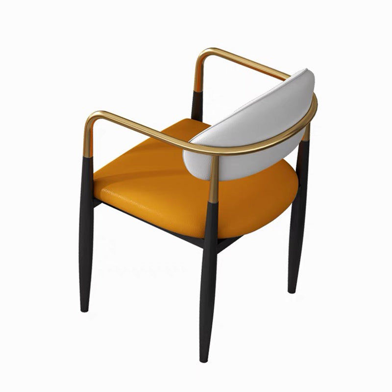 Contemporary Home Open Back Arm Chair Matte Finish Upholstered Dining Chair Orange White 1 Piece Clearhalo ' kitchen&dining_furn' 'Dining Chairs' 'Dining Tables & Seating' 'dining_chair' 'furn' 'furn_dining_chair' 'Furniture' 'furniture_dining_chair' 'Kitchen & Dining Furniture' 'kitchen' 4451368