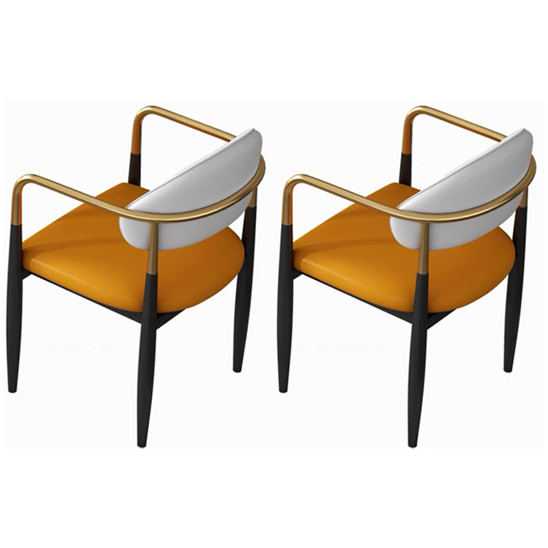 Contemporary Home Open Back Arm Chair Matte Finish Upholstered Dining Chair Orange White 2 Piece Set Clearhalo ' kitchen&dining_furn' 'Dining Chairs' 'Dining Tables & Seating' 'dining_chair' 'furn' 'furn_dining_chair' 'Furniture' 'furniture_dining_chair' 'Kitchen & Dining Furniture' 'kitchen' 4451369