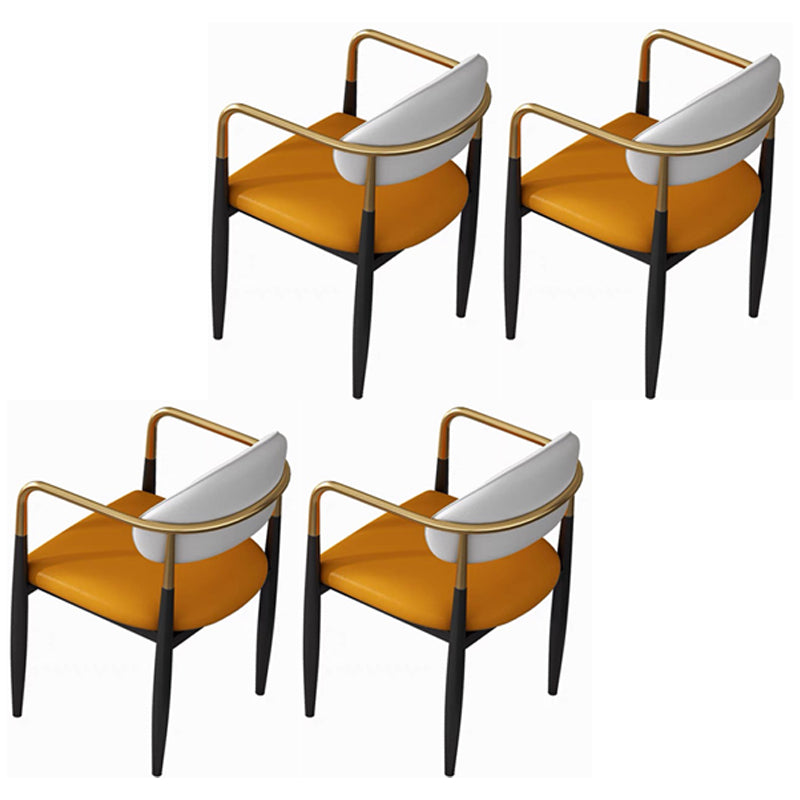 Contemporary Home Open Back Arm Chair Matte Finish Upholstered Dining Chair Orange White 4 Piece Set Clearhalo ' kitchen&dining_furn' 'Dining Chairs' 'Dining Tables & Seating' 'dining_chair' 'furn' 'furn_dining_chair' 'Furniture' 'furniture_dining_chair' 'Kitchen & Dining Furniture' 'kitchen' 4451370