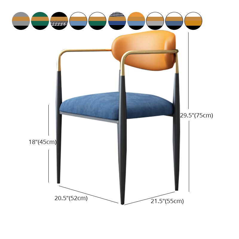 Contemporary Home Open Back Arm Chair Matte Finish Upholstered Dining Chair Clearhalo ' kitchen&dining_furn' 'Dining Chairs' 'Dining Tables & Seating' 'dining_chair' 'furn' 'furn_dining_chair' 'Furniture' 'furniture_dining_chair' 'Kitchen & Dining Furniture' 'kitchen' 4451371
