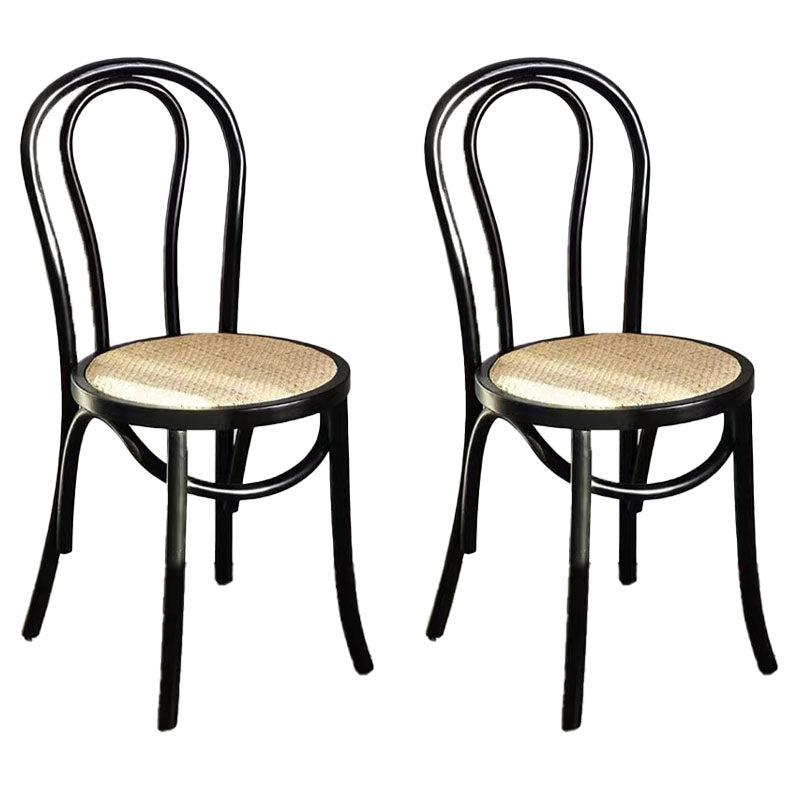 Contemporary Design Windsor Back Side Chairs Armless Wooden Legs Side Chairs Black 2 Piece Set Clearhalo ' kitchen&dining_furn' 'Dining Chairs' 'Dining Tables & Seating' 'dining_chair' 'furn' 'furn_dining_chair' 'Furniture' 'furniture_dining_chair' 'Kitchen & Dining Furniture' 'kitchen' 4451375
