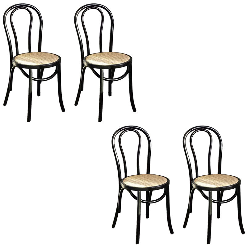 Contemporary Design Windsor Back Side Chairs Armless Wooden Legs Side Chairs Black 4 Piece Set Clearhalo ' kitchen&dining_furn' 'Dining Chairs' 'Dining Tables & Seating' 'dining_chair' 'furn' 'furn_dining_chair' 'Furniture' 'furniture_dining_chair' 'Kitchen & Dining Furniture' 'kitchen' 4451376