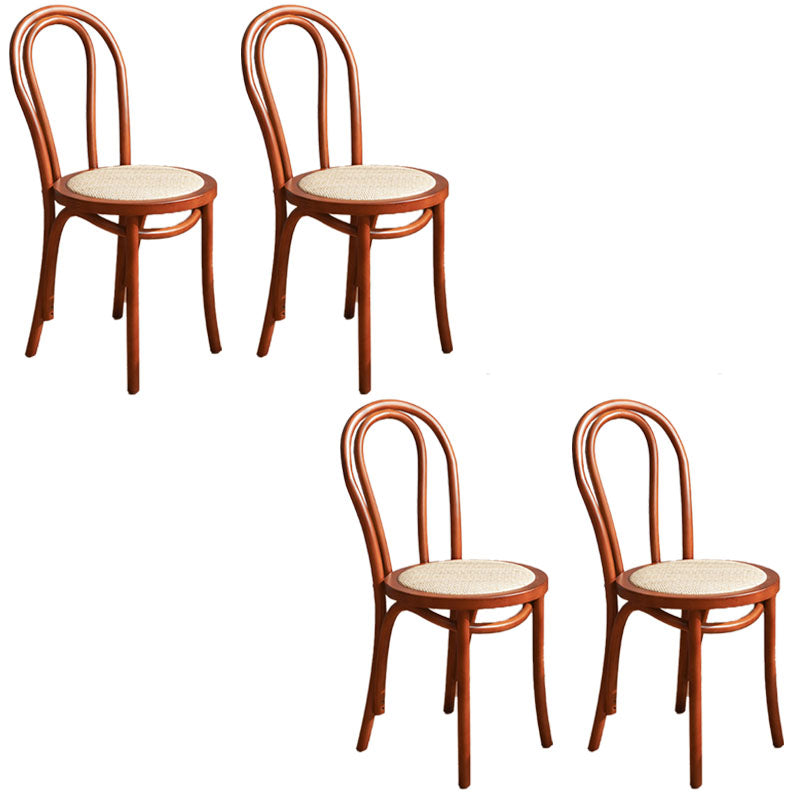 Contemporary Design Windsor Back Side Chairs Armless Wooden Legs Side Chairs Walnut 4 Piece Set Clearhalo ' kitchen&dining_furn' 'Dining Chairs' 'Dining Tables & Seating' 'dining_chair' 'furn' 'furn_dining_chair' 'Furniture' 'furniture_dining_chair' 'Kitchen & Dining Furniture' 'kitchen' 4451382