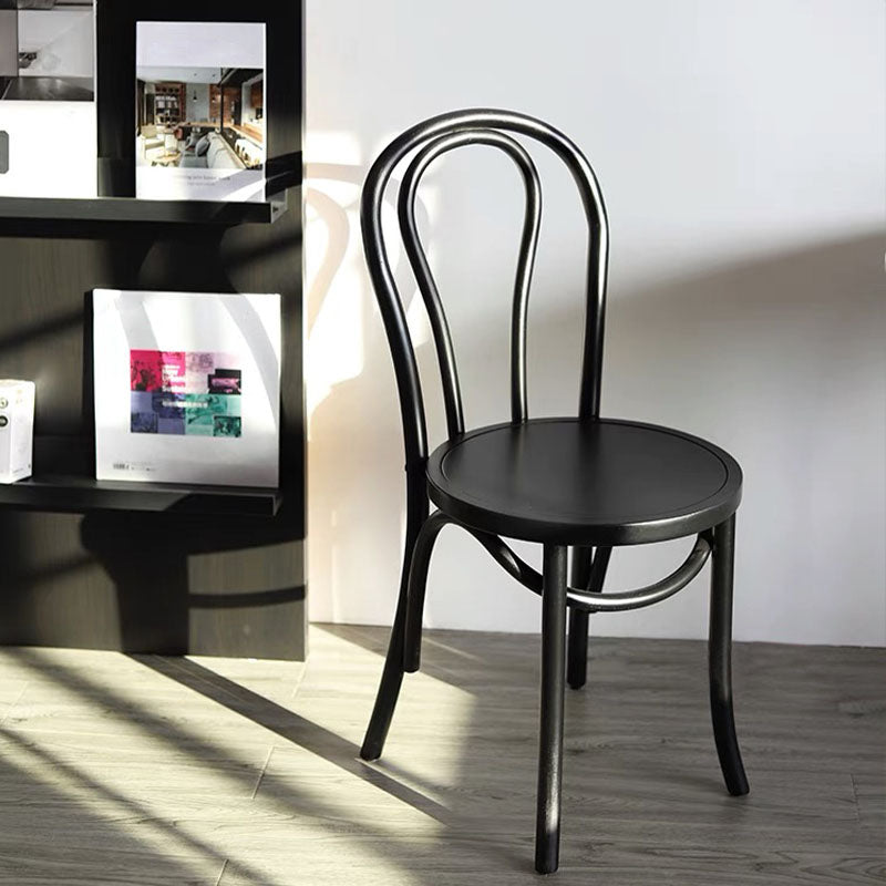 Contemporary Design Windsor Back Side Chairs Armless Wooden Legs Side Chairs Gloss Black 1 Piece Clearhalo ' kitchen&dining_furn' 'Dining Chairs' 'Dining Tables & Seating' 'dining_chair' 'furn' 'furn_dining_chair' 'Furniture' 'furniture_dining_chair' 'Kitchen & Dining Furniture' 'kitchen' 4451384