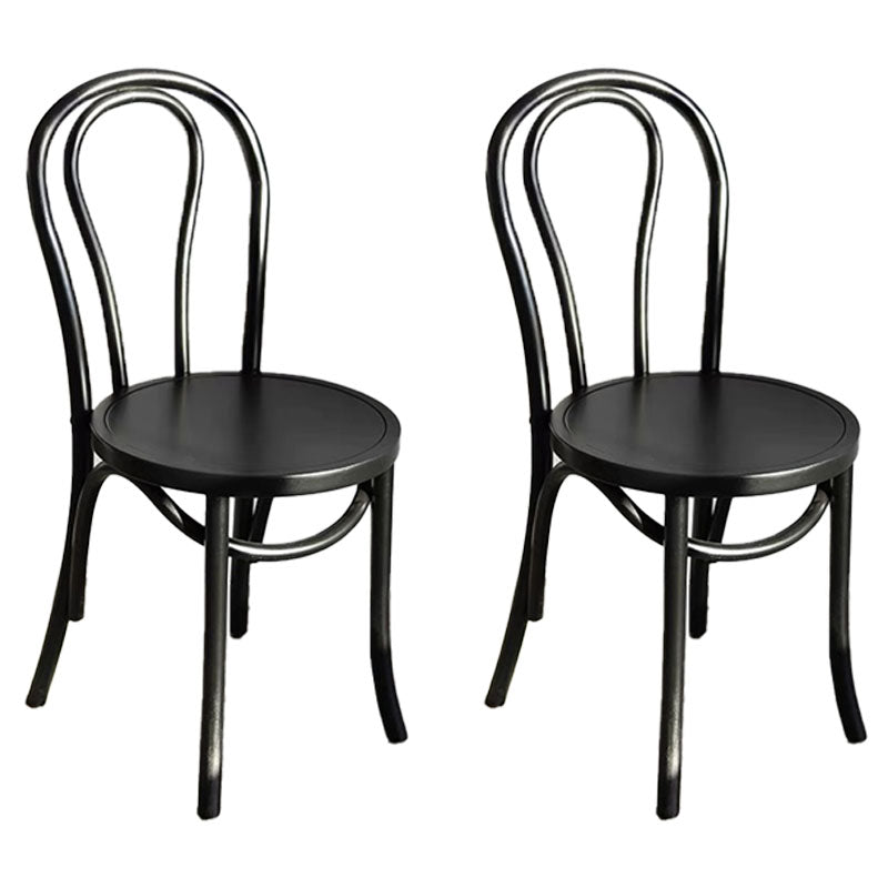 Contemporary Design Windsor Back Side Chairs Armless Wooden Legs Side Chairs Gloss Black 2 Piece Set Clearhalo ' kitchen&dining_furn' 'Dining Chairs' 'Dining Tables & Seating' 'dining_chair' 'furn' 'furn_dining_chair' 'Furniture' 'furniture_dining_chair' 'Kitchen & Dining Furniture' 'kitchen' 4451387