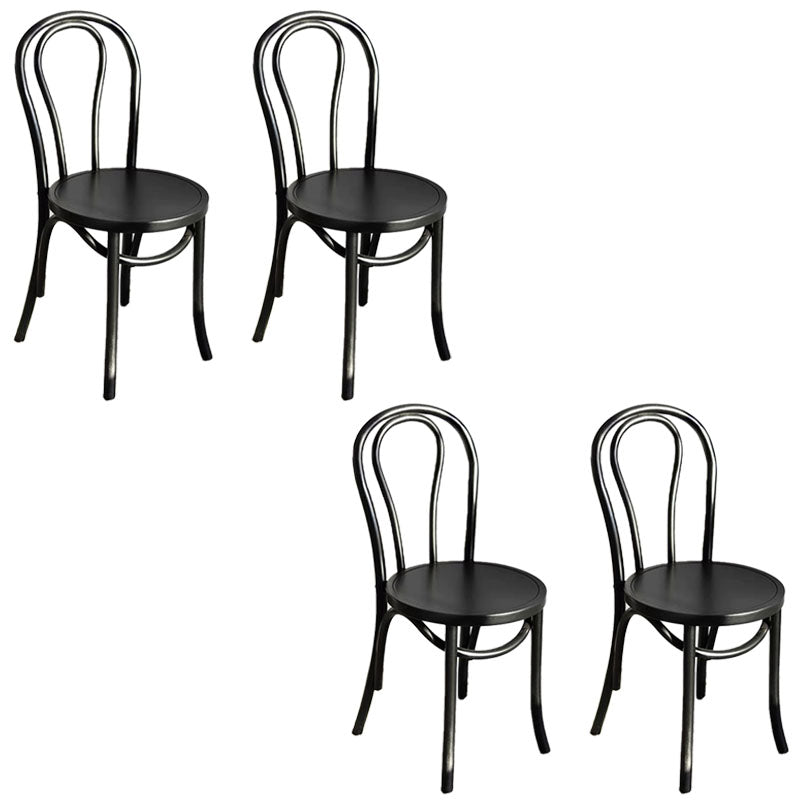 Contemporary Design Windsor Back Side Chairs Armless Wooden Legs Side Chairs Gloss Black 4 Piece Set Clearhalo ' kitchen&dining_furn' 'Dining Chairs' 'Dining Tables & Seating' 'dining_chair' 'furn' 'furn_dining_chair' 'Furniture' 'furniture_dining_chair' 'Kitchen & Dining Furniture' 'kitchen' 4451388