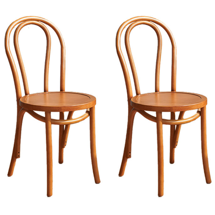 Contemporary Design Windsor Back Side Chairs Armless Wooden Legs Side Chairs Caramel 2 Piece Set Clearhalo ' kitchen&dining_furn' 'Dining Chairs' 'Dining Tables & Seating' 'dining_chair' 'furn' 'furn_dining_chair' 'Furniture' 'furniture_dining_chair' 'Kitchen & Dining Furniture' 'kitchen' 4451390
