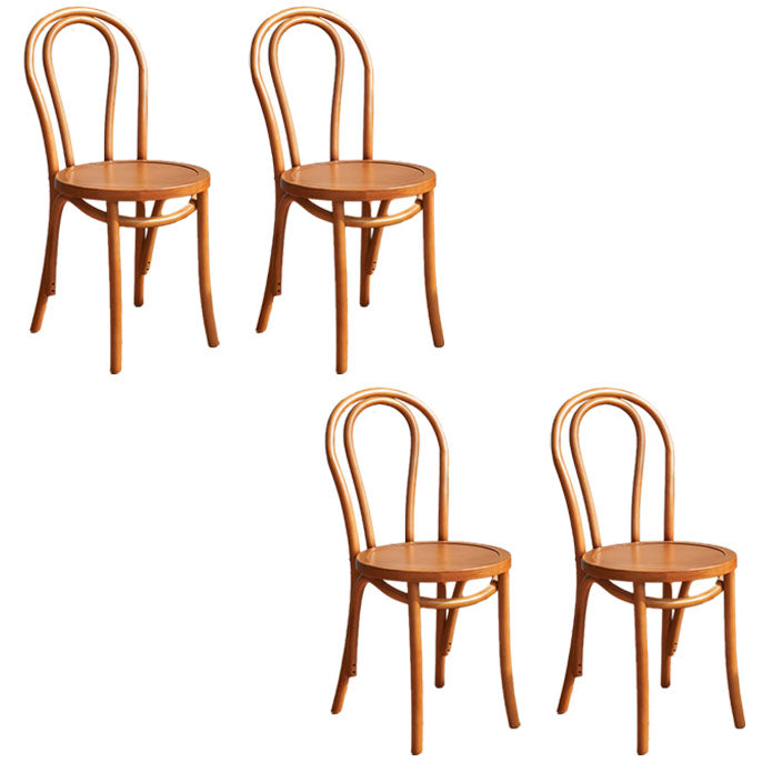Contemporary Design Windsor Back Side Chairs Armless Wooden Legs Side Chairs Caramel 4 Piece Set Clearhalo ' kitchen&dining_furn' 'Dining Chairs' 'Dining Tables & Seating' 'dining_chair' 'furn' 'furn_dining_chair' 'Furniture' 'furniture_dining_chair' 'Kitchen & Dining Furniture' 'kitchen' 4451391