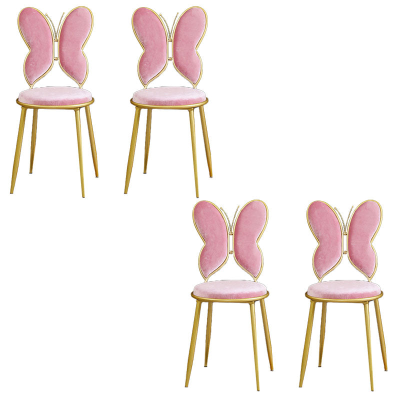 Scandinavian Style Open Back Dining Side Chairs Upholstered Side Chairs Pink 4 Piece Set Clearhalo ' kitchen&dining_furn' 'Dining Chairs' 'Dining Tables & Seating' 'dining_chair' 'furn' 'furn_dining_chair' 'Furniture' 'furniture_dining_chair' 'Kitchen & Dining Furniture' 'kitchen' 4451409