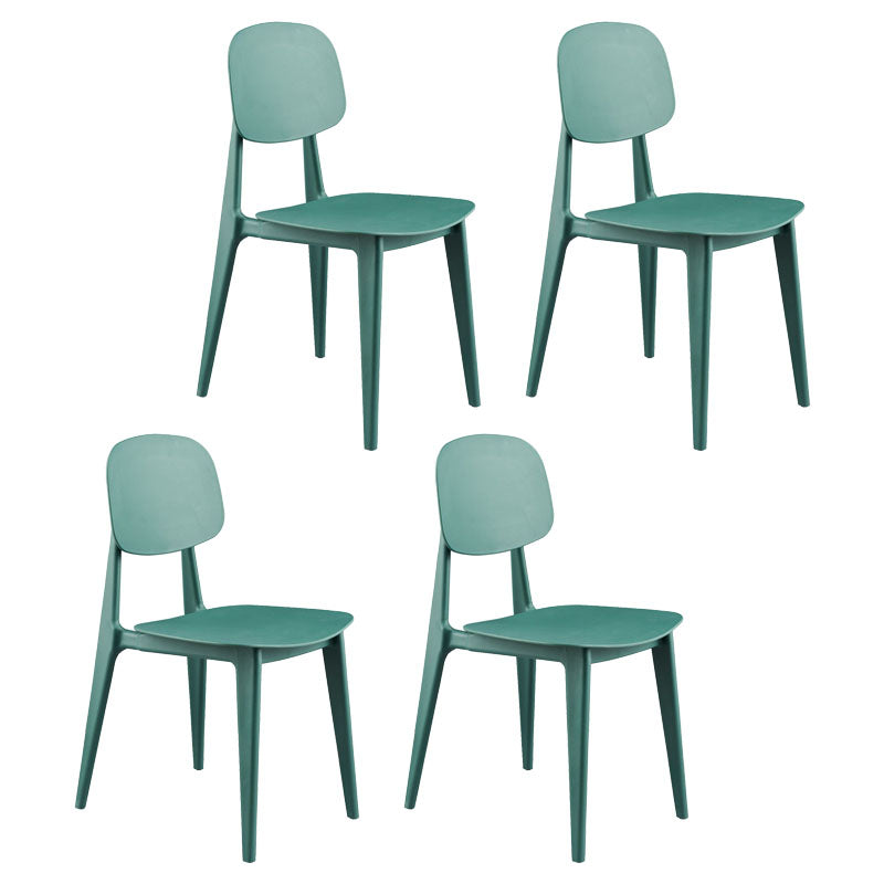 Contemporary Style Plastic Dining Armless Chair Open Back Dining Side Chairs for Home Use Green 4 Piece Set Clearhalo ' kitchen&dining_furn' 'Dining Chairs' 'Dining Tables & Seating' 'dining_chair' 'furn' 'furn_dining_chair' 'Furniture' 'furniture_dining_chair' 'Kitchen & Dining Furniture' 'kitchen' 4451413