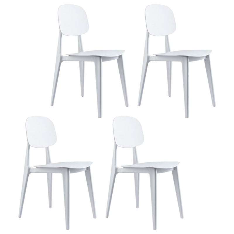 Contemporary Style Plastic Dining Armless Chair Open Back Dining Side Chairs for Home Use White 4 Piece Set Clearhalo ' kitchen&dining_furn' 'Dining Chairs' 'Dining Tables & Seating' 'dining_chair' 'furn' 'furn_dining_chair' 'Furniture' 'furniture_dining_chair' 'Kitchen & Dining Furniture' 'kitchen' 4451415