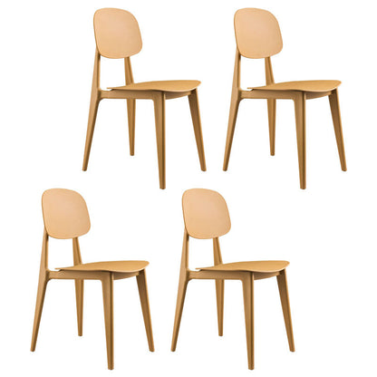 Contemporary Style Plastic Dining Armless Chair Open Back Dining Side Chairs for Home Use Yellow 4 Piece Set Clearhalo ' kitchen&dining_furn' 'Dining Chairs' 'Dining Tables & Seating' 'dining_chair' 'furn' 'furn_dining_chair' 'Furniture' 'furniture_dining_chair' 'Kitchen & Dining Furniture' 'kitchen' 4451417