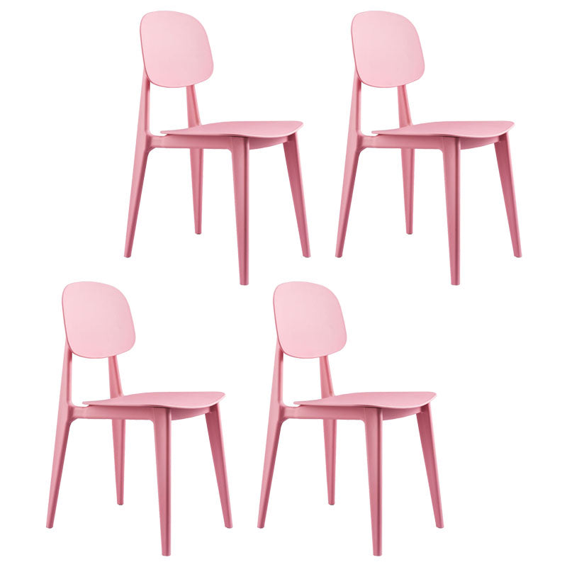 Contemporary Style Plastic Dining Armless Chair Open Back Dining Side Chairs for Home Use Pink 4 Piece Set Clearhalo ' kitchen&dining_furn' 'Dining Chairs' 'Dining Tables & Seating' 'dining_chair' 'furn' 'furn_dining_chair' 'Furniture' 'furniture_dining_chair' 'Kitchen & Dining Furniture' 'kitchen' 4451419