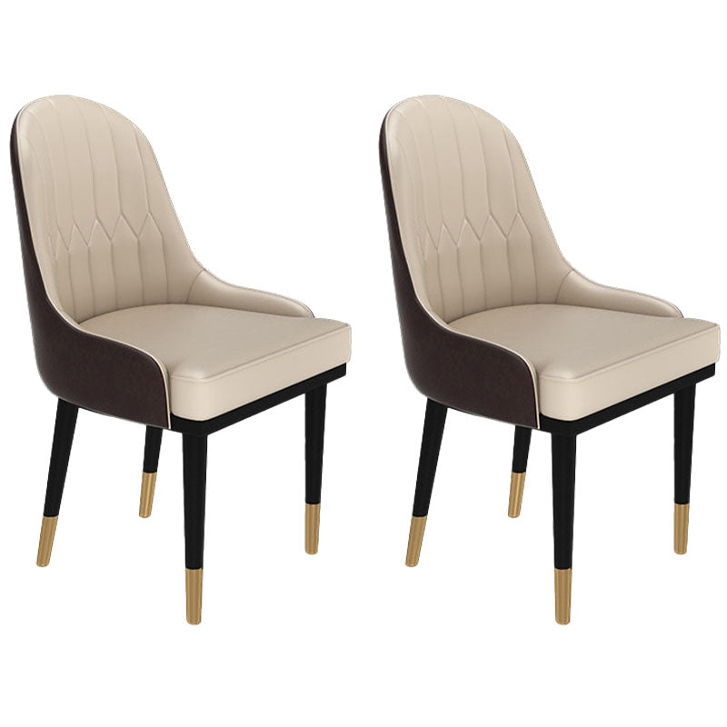 Glam Metal Dining Room Chair Armless Parsons Chair for Restaurant Use White-Brown 2 Piece Set Clearhalo ' kitchen&dining_furn' 'Dining Chairs' 'Dining Tables & Seating' 'dining_chair' 'furn' 'furn_dining_chair' 'Furniture' 'furniture_dining_chair' 'Kitchen & Dining Furniture' 'kitchen' 4451429