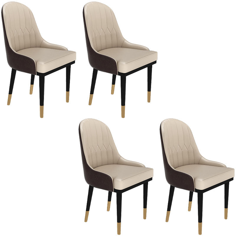 Glam Metal Dining Room Chair Armless Parsons Chair for Restaurant Use White-Brown 4 Piece Set Clearhalo ' kitchen&dining_furn' 'Dining Chairs' 'Dining Tables & Seating' 'dining_chair' 'furn' 'furn_dining_chair' 'Furniture' 'furniture_dining_chair' 'Kitchen & Dining Furniture' 'kitchen' 4451431