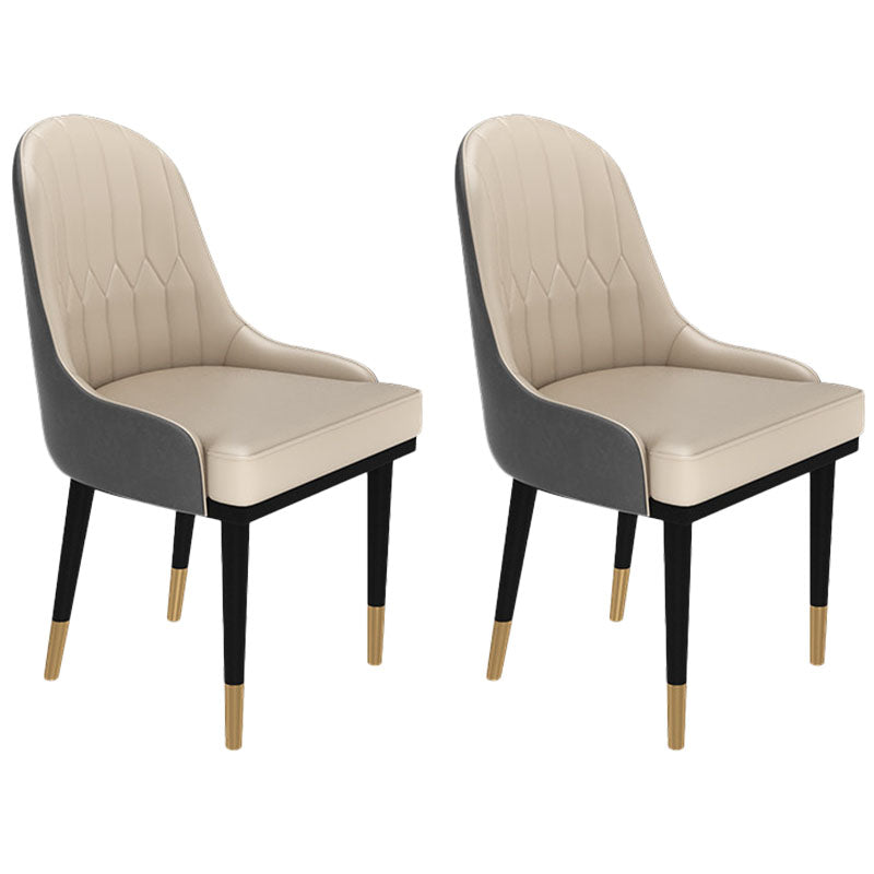 Glam Metal Dining Room Chair Armless Parsons Chair for Restaurant Use White-Gray 2 Piece Set Clearhalo ' kitchen&dining_furn' 'Dining Chairs' 'Dining Tables & Seating' 'dining_chair' 'furn' 'furn_dining_chair' 'Furniture' 'furniture_dining_chair' 'Kitchen & Dining Furniture' 'kitchen' 4451436