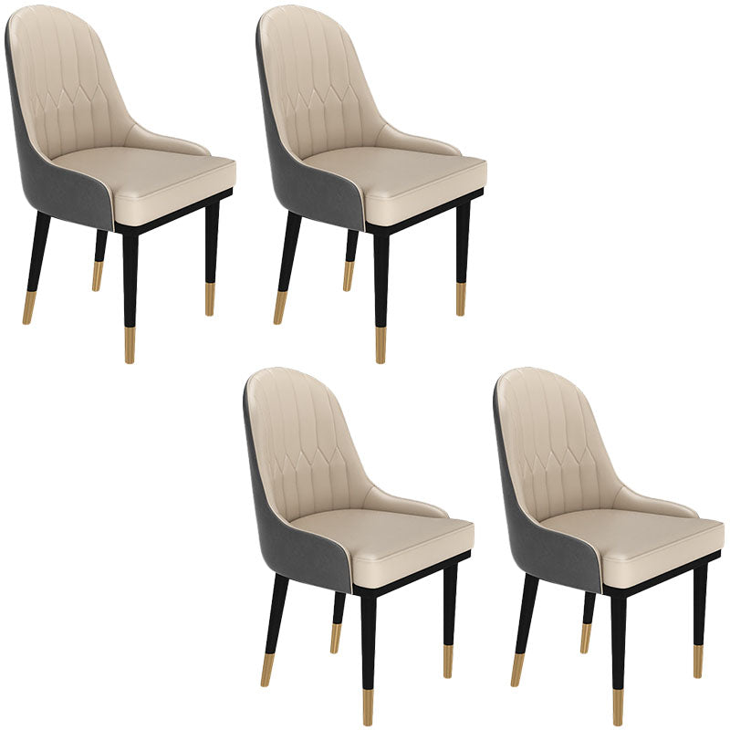 Glam Metal Dining Room Chair Armless Parsons Chair for Restaurant Use White-Gray 4 Piece Set Clearhalo ' kitchen&dining_furn' 'Dining Chairs' 'Dining Tables & Seating' 'dining_chair' 'furn' 'furn_dining_chair' 'Furniture' 'furniture_dining_chair' 'Kitchen & Dining Furniture' 'kitchen' 4451438