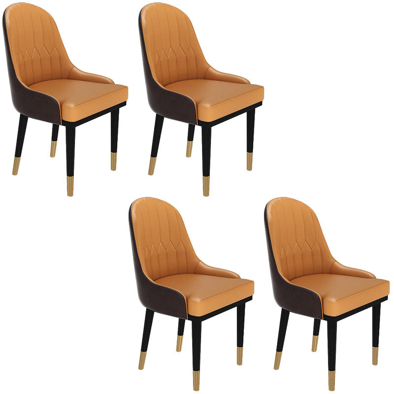 Glam Metal Dining Room Chair Armless Parsons Chair for Restaurant Use Khaki-Orange 4 Piece Set Clearhalo ' kitchen&dining_furn' 'Dining Chairs' 'Dining Tables & Seating' 'dining_chair' 'furn' 'furn_dining_chair' 'Furniture' 'furniture_dining_chair' 'Kitchen & Dining Furniture' 'kitchen' 4451443