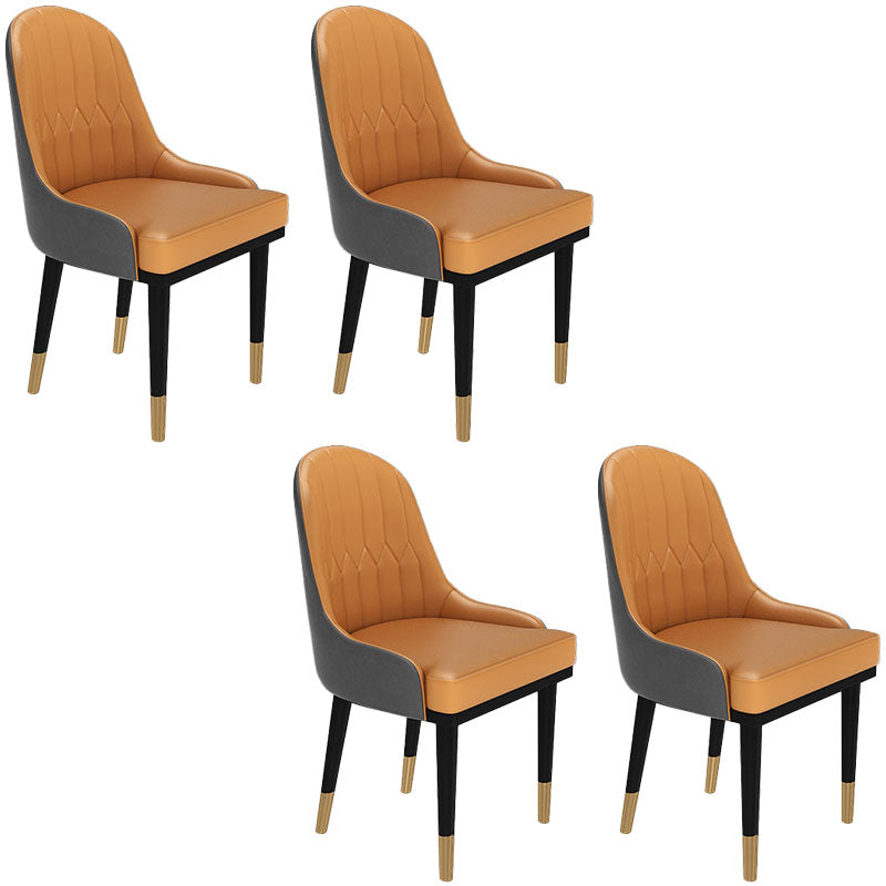 Glam Metal Dining Room Chair Armless Parsons Chair for Restaurant Use Orange-Gray 4 Piece Set Clearhalo ' kitchen&dining_furn' 'Dining Chairs' 'Dining Tables & Seating' 'dining_chair' 'furn' 'furn_dining_chair' 'Furniture' 'furniture_dining_chair' 'Kitchen & Dining Furniture' 'kitchen' 4451447
