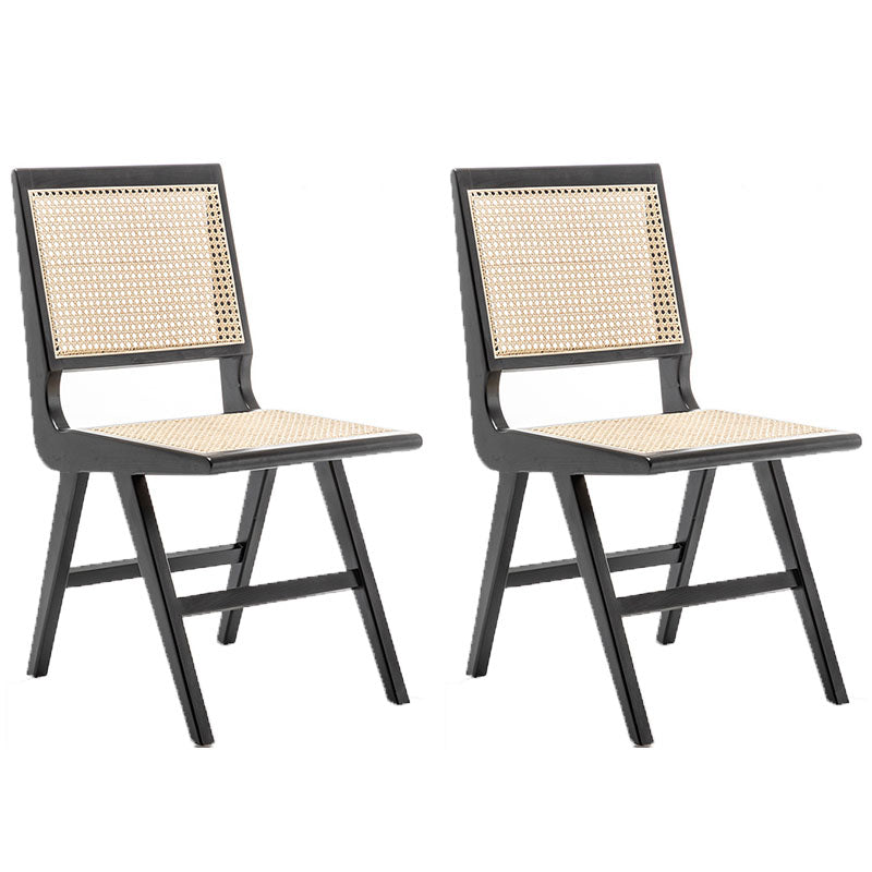 Minimalist Design Wicker Dining Side Chairs Open Back Dining Side Chair Gloss Black 2 Piece Set Clearhalo ' kitchen&dining_furn' 'Dining Chairs' 'Dining Tables & Seating' 'dining_chair' 'furn' 'furn_dining_chair' 'Furniture' 'furniture_dining_chair' 'Kitchen & Dining Furniture' 'kitchen' 4451451