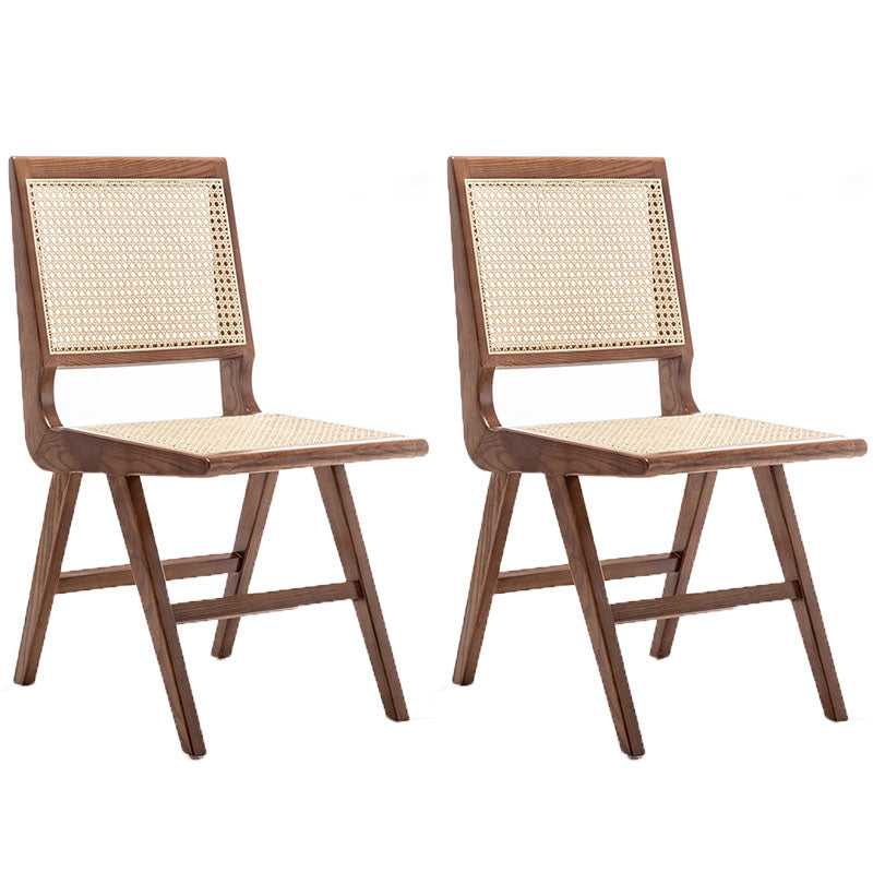Minimalist Design Wicker Dining Side Chairs Open Back Dining Side Chair Walnut 2 Piece Set Clearhalo ' kitchen&dining_furn' 'Dining Chairs' 'Dining Tables & Seating' 'dining_chair' 'furn' 'furn_dining_chair' 'Furniture' 'furniture_dining_chair' 'Kitchen & Dining Furniture' 'kitchen' 4451458